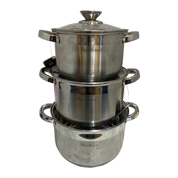 HAUS ROLAND COOKWARE WITH LID 6-PIECES SET 2MM STEEL HR131-1