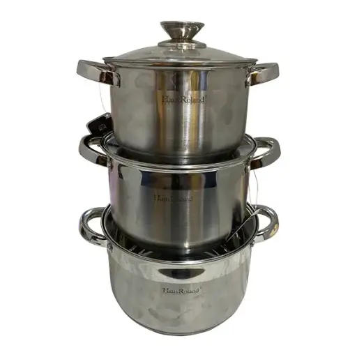 HAUS ROLAND COOKWARE WITH LID 6-PIECES SET 2MM STEEL HR131-1