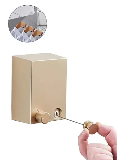 Wall Mounted Telescopic Stainless String Retractable Laundry Drying Rack Clothesline 4.2M 20Kg Max Load - Gold