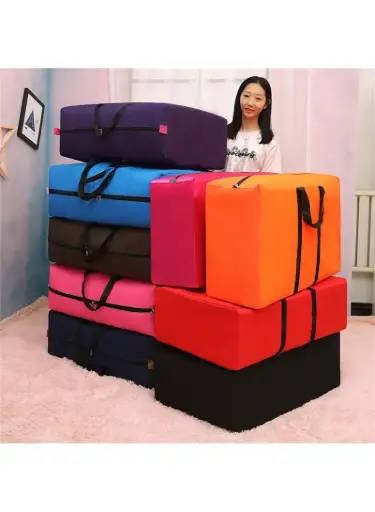 100L Oxford Cloth Moving Luggage Bag Large Capacity Moving Packing Storage Bag (W31.5 x D9.8 x H18.9)inch - Brown